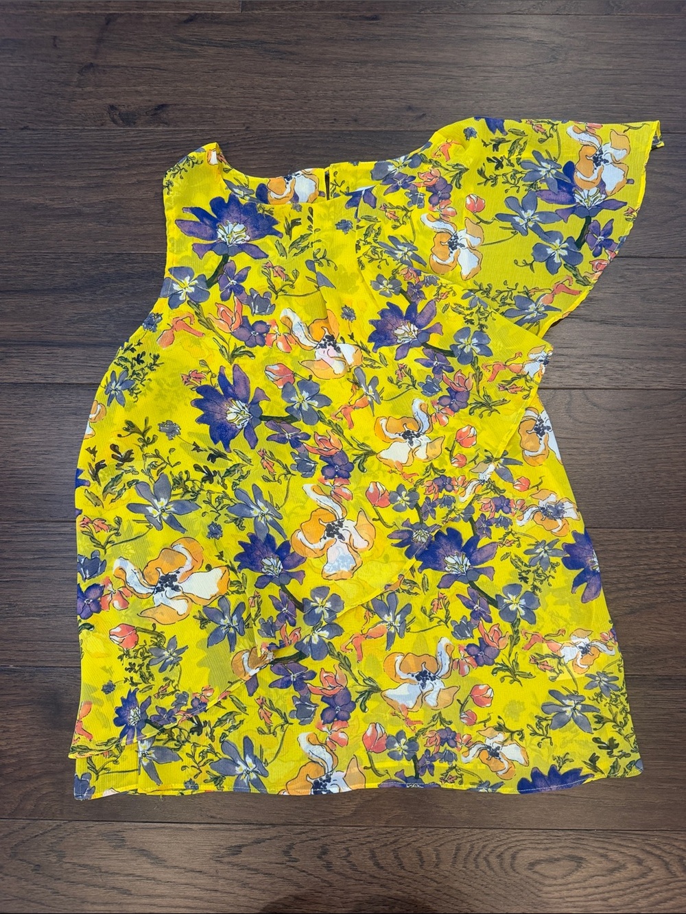 HD in Paris Yellow Floral One-Shoulder Womenβs Top Size 4 - C69-048